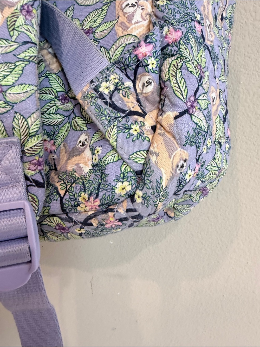 Vera Bradley Campus Backpack Hanging Around Sloth Purple Retired Print - Picture 7 of 9